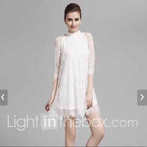 A-Line High Neck Boho Lace Dress